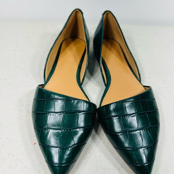 J.Crew Zoe crocodile-embossed d'Orsay flats in dark green size 5,5 - Picture 2 of 6